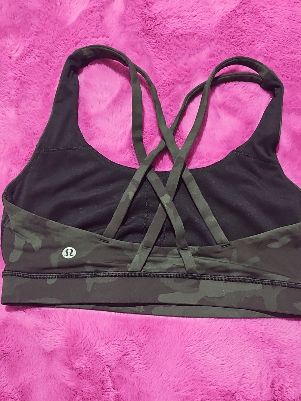 Lululemon Black & Olive Camo Strappy Sports Bra